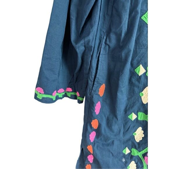 Frances Valentine Womens Blue Embroidered Floral Mini Shift Tunic Dress Medium - Picture 11 of 11